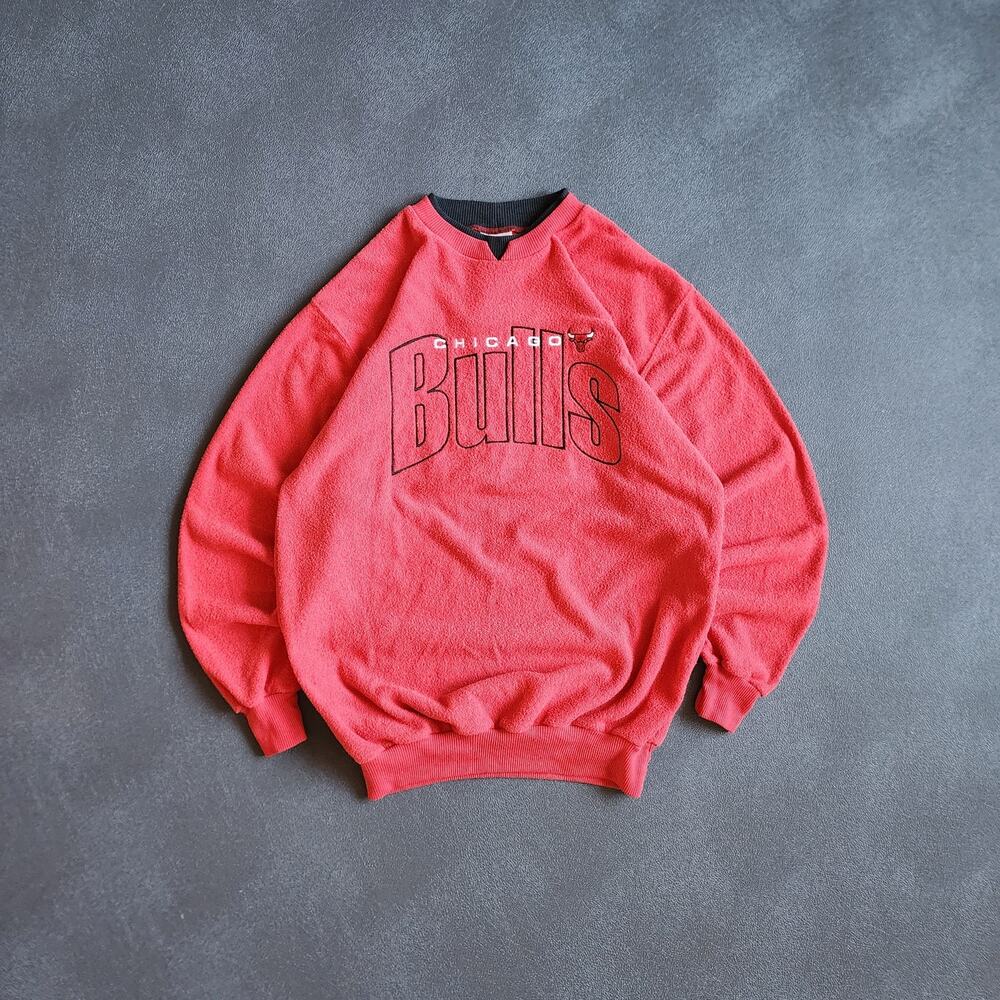 Vintage 90's Chicago Bulls Chalkline Red Fleece Sweater Medium